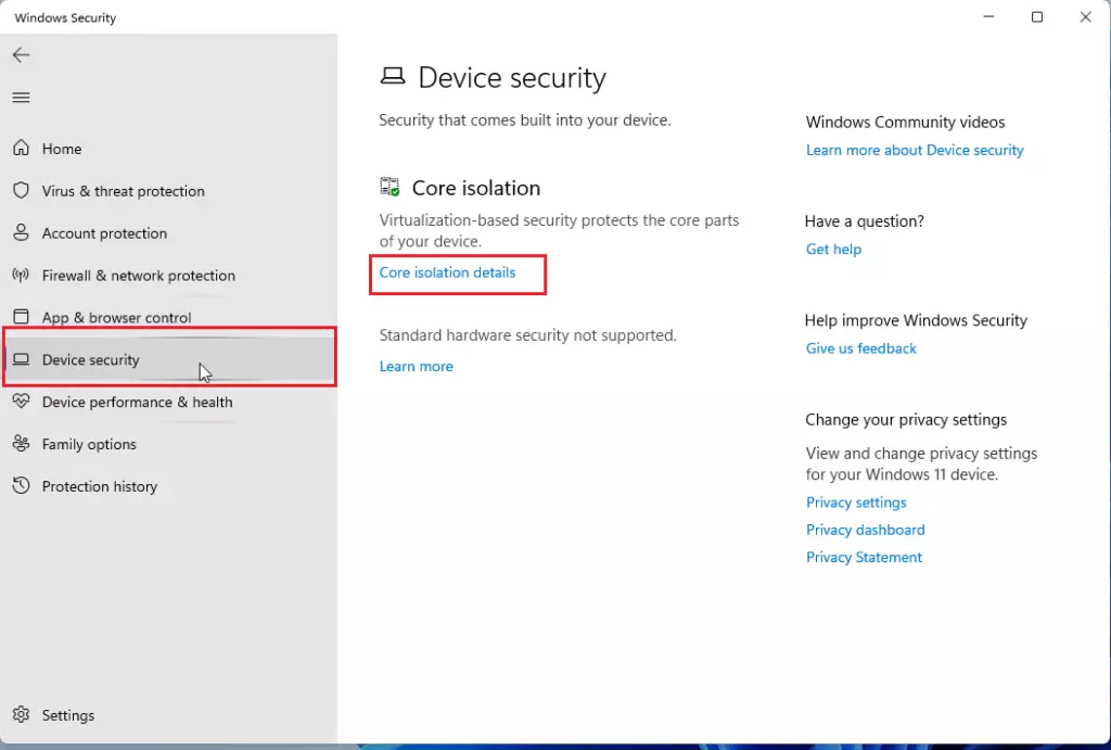 windows 11 core isolation memory integrity