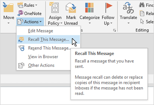 How to recall emails in Outlook